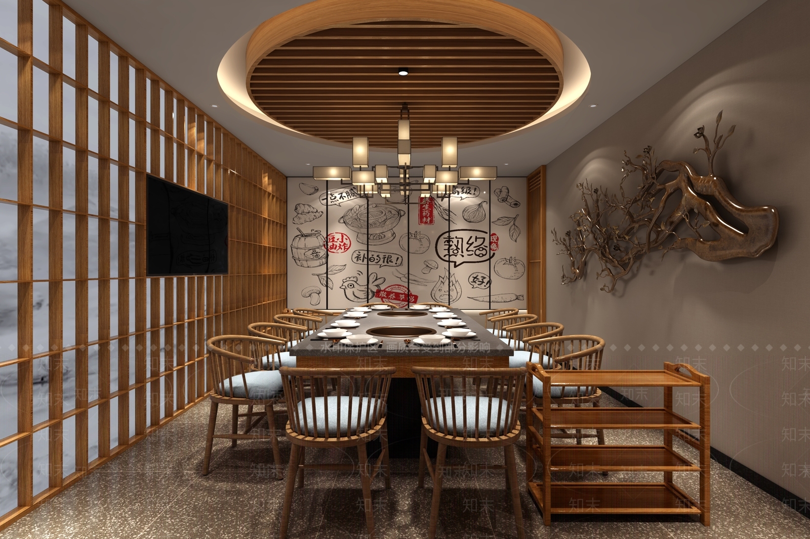 新中式火锅店3D模型下载【ID:1118869826】
