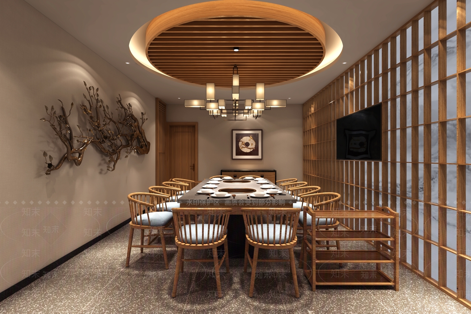 新中式火锅店3D模型下载【ID:1118869826】