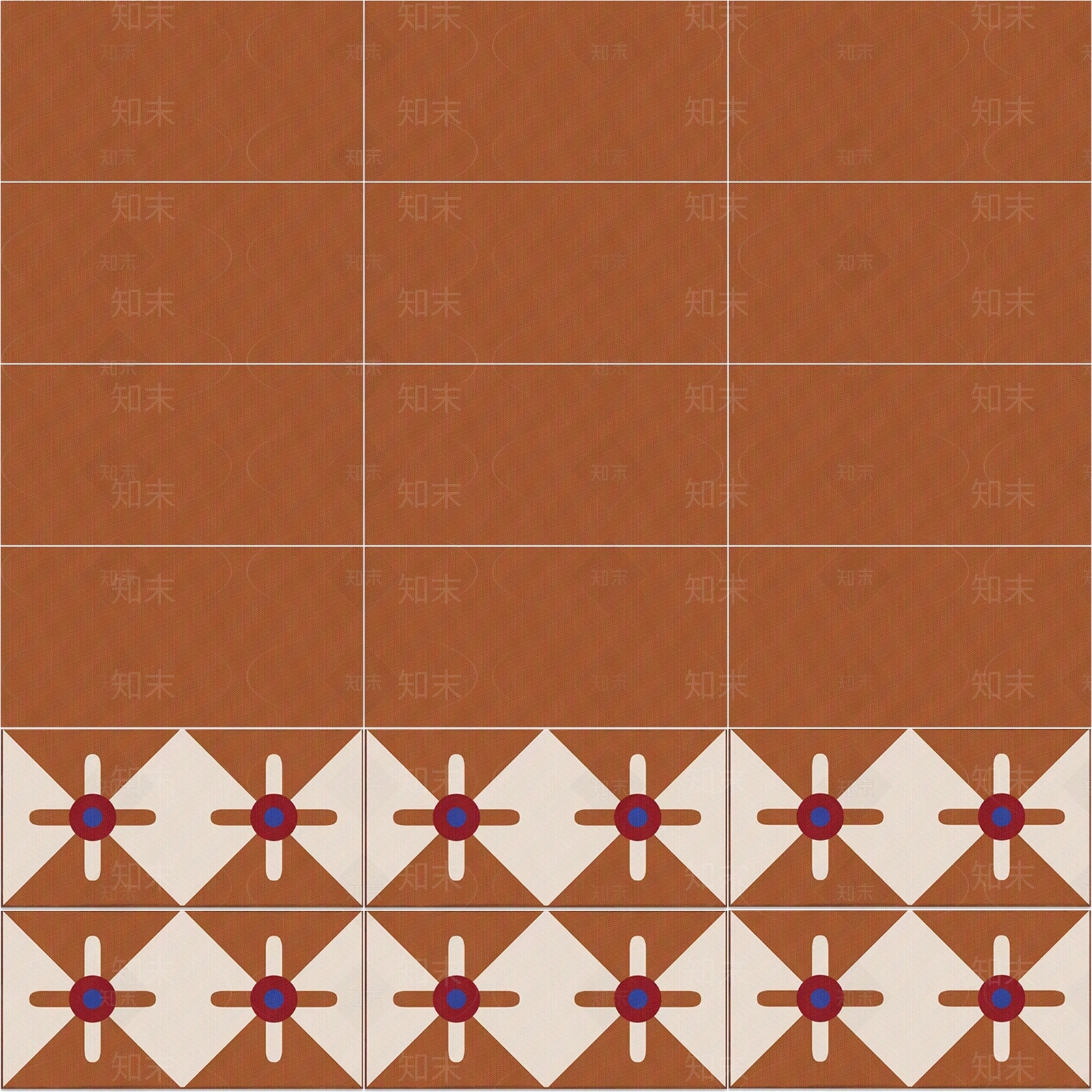 复古酒红色拼花瓷砖贴图下载【ID:1118887940】