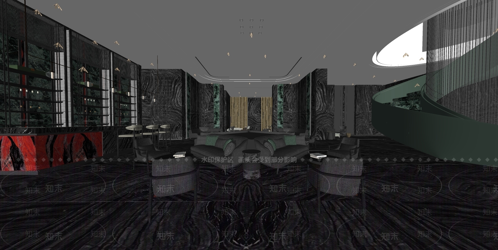 新中式售楼处内部SU模型下载【ID:1118890727】