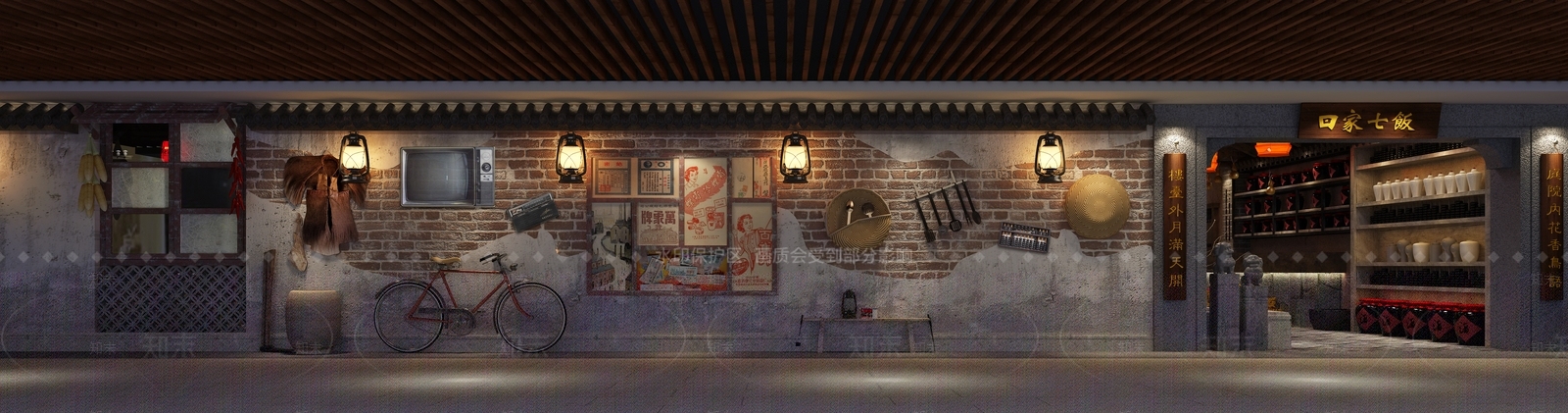 中式中餐厅门头3D模型下载【ID:1118893201】