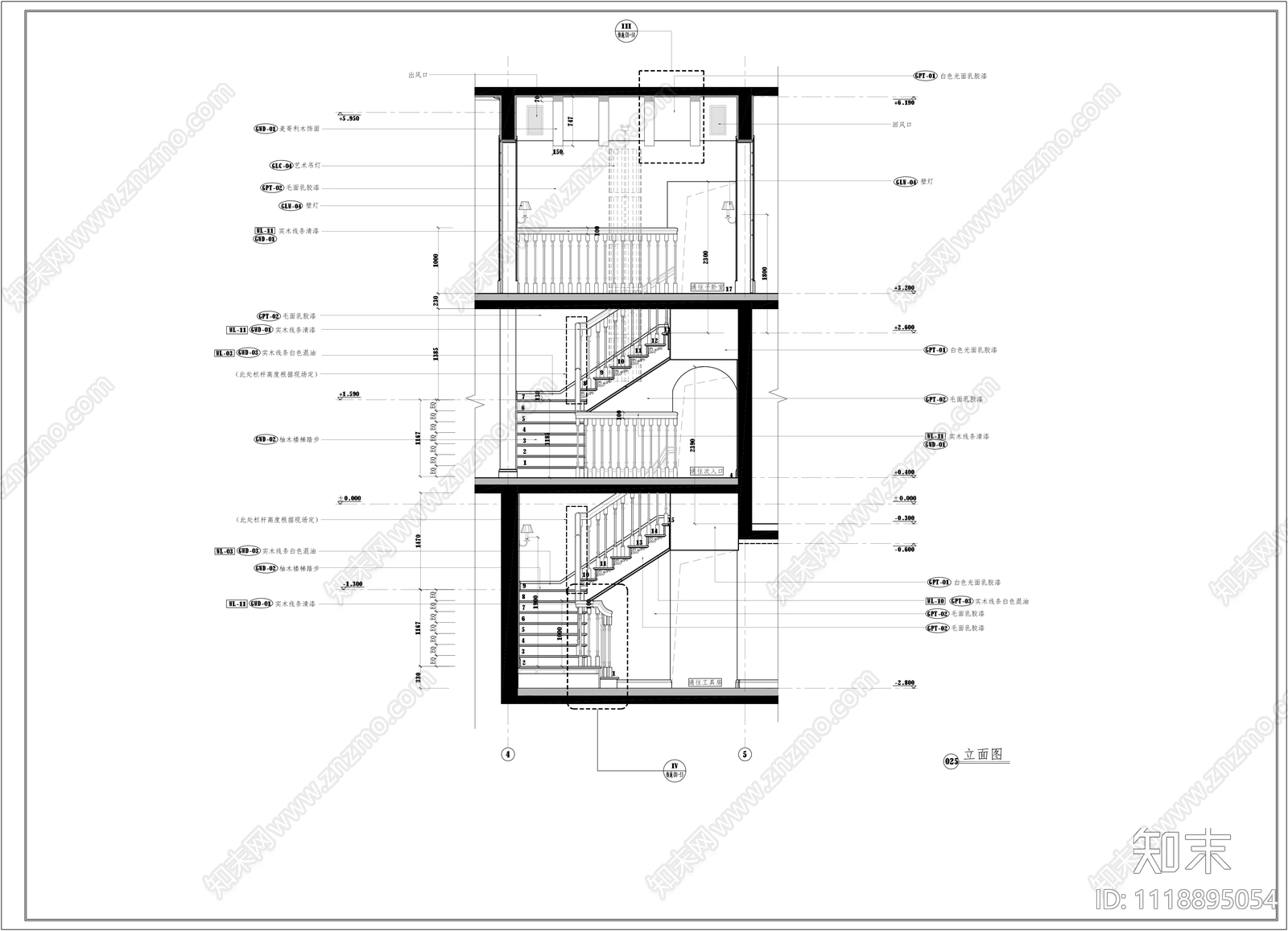 欧式古典楼梯节点施工图cad施工图下载【ID:1118895054】