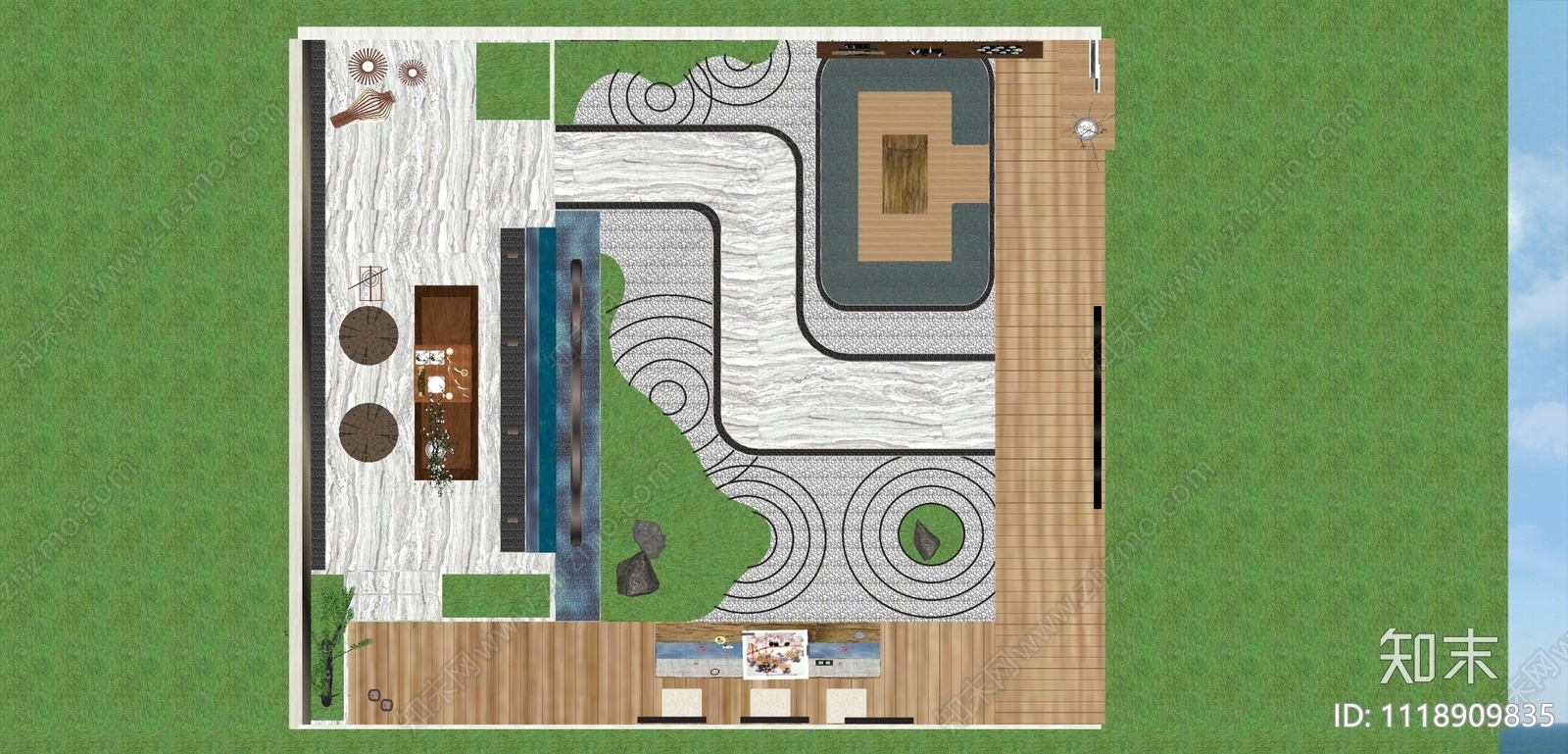 现代庭院花园SU模型下载【ID:1118909835】