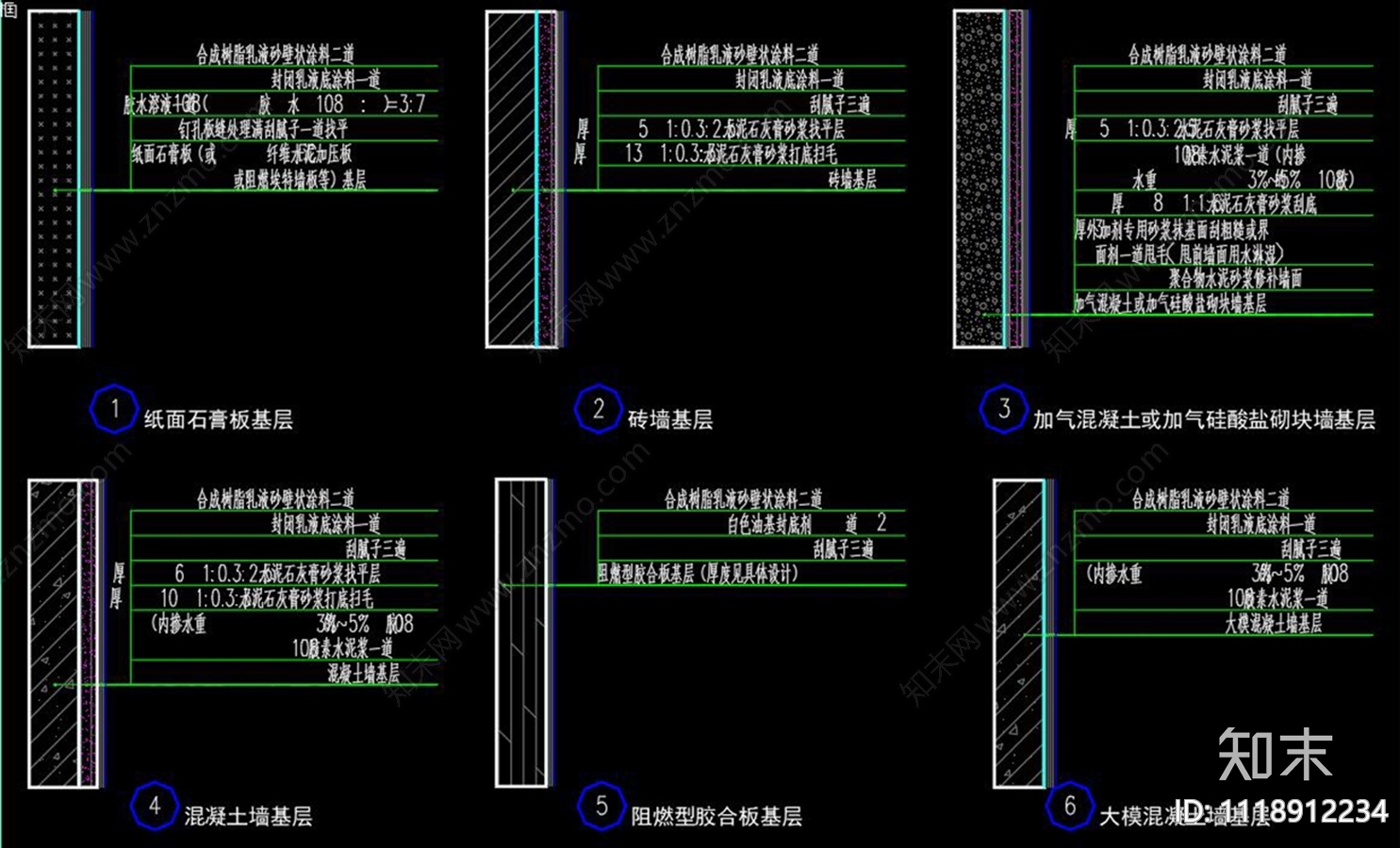 涂料工程做法CAD图库施工图施工图下载【ID:1118912234】