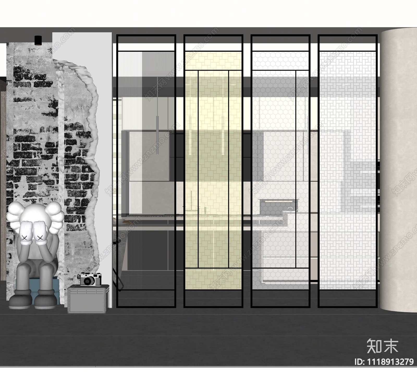 现代玻璃屏风隔断SU模型下载【ID:1118913279】