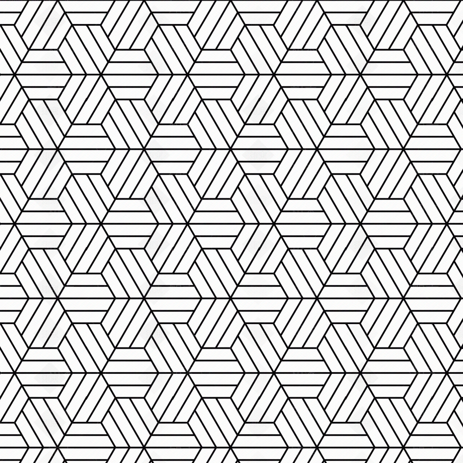 黑白几何线条六角砖贴图下载【ID:1118918206】