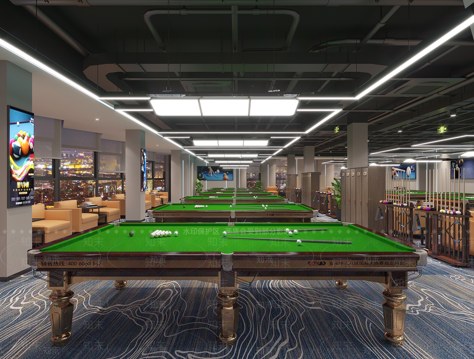 现代台球室3D模型下载【ID:1118924518】