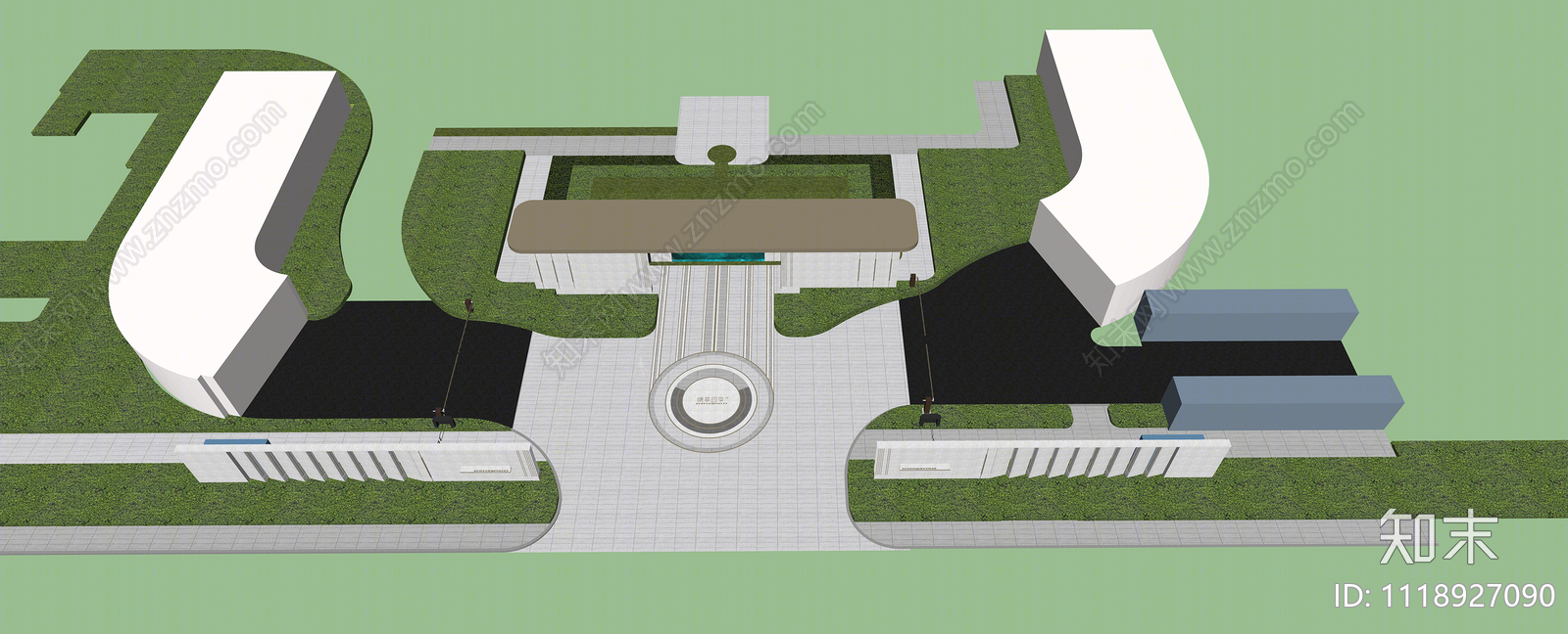 现代小区入口大门SU模型下载【ID:1118927090】
