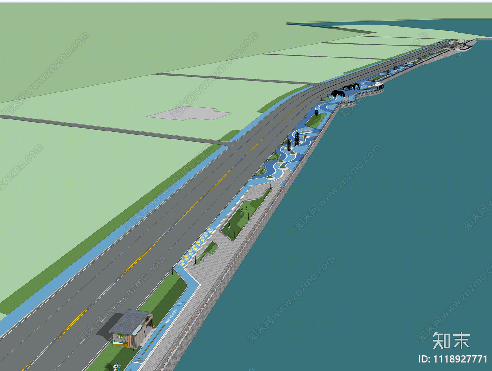 现代滨水景观SU模型下载【ID:1118927771】