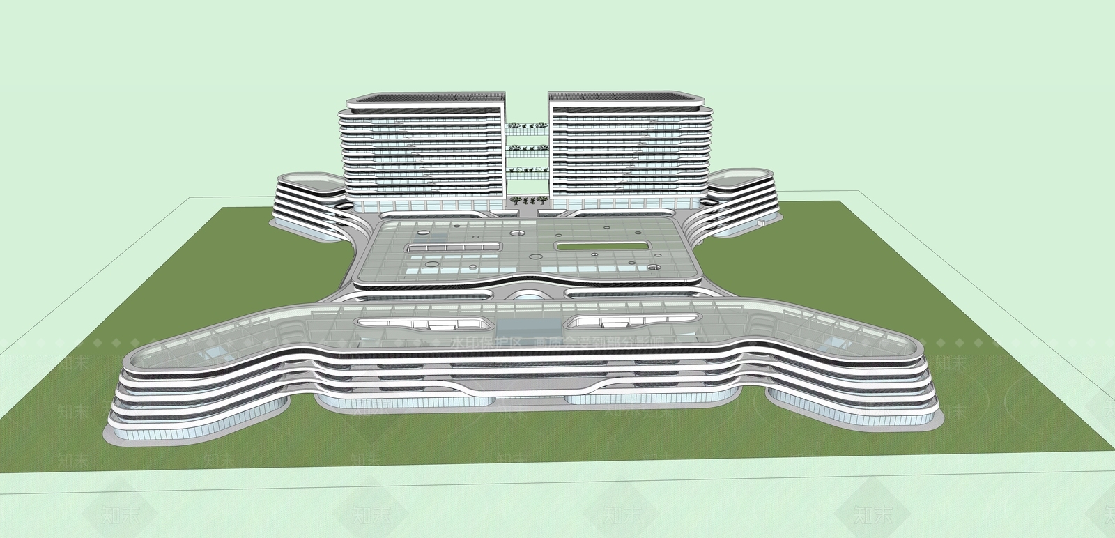 现代医疗建筑SU模型下载【ID:1118928597】