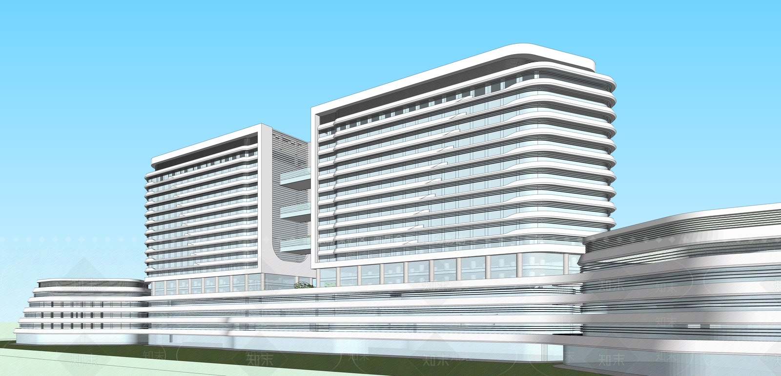 现代医疗建筑SU模型下载【ID:1118928597】
