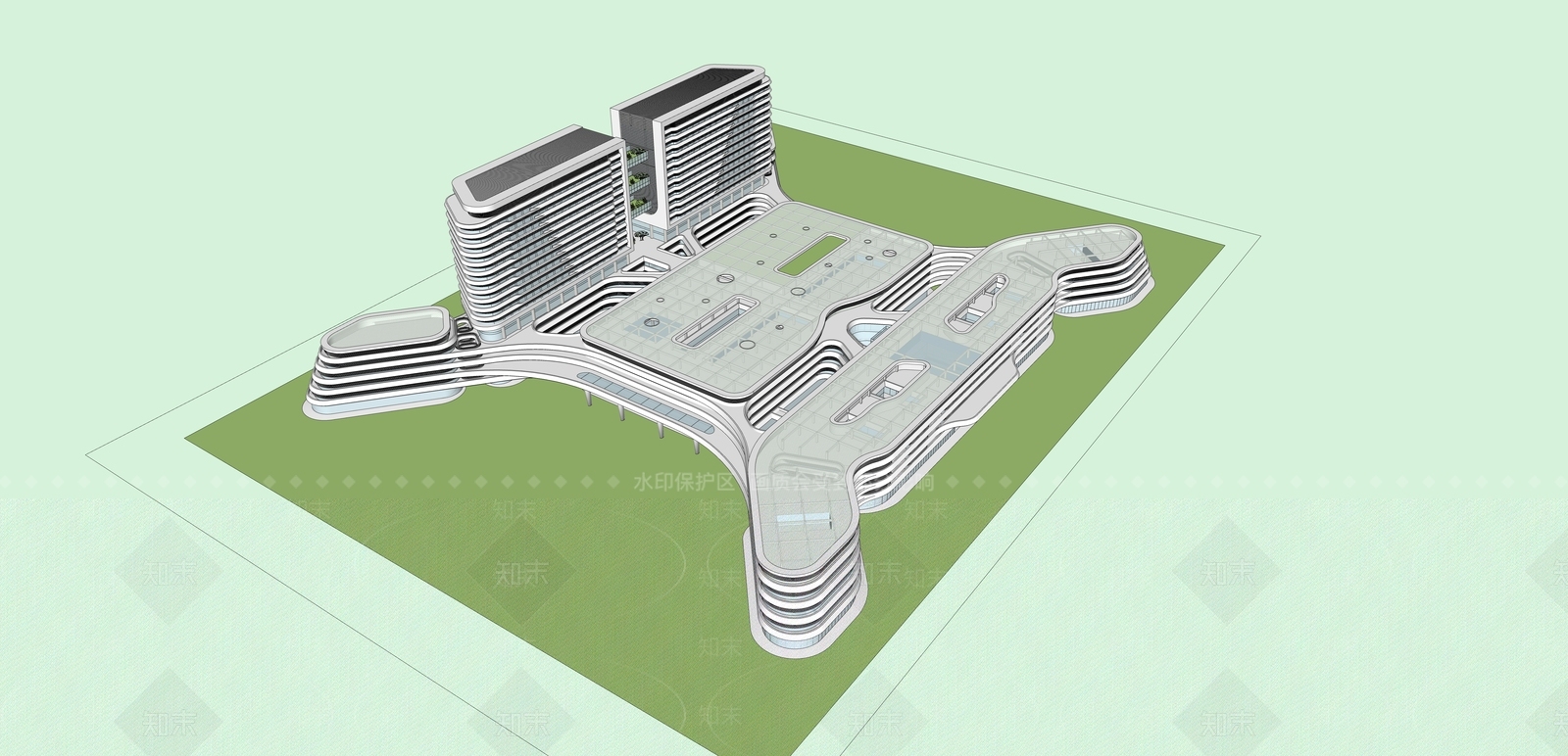 现代医疗建筑SU模型下载【ID:1118928597】