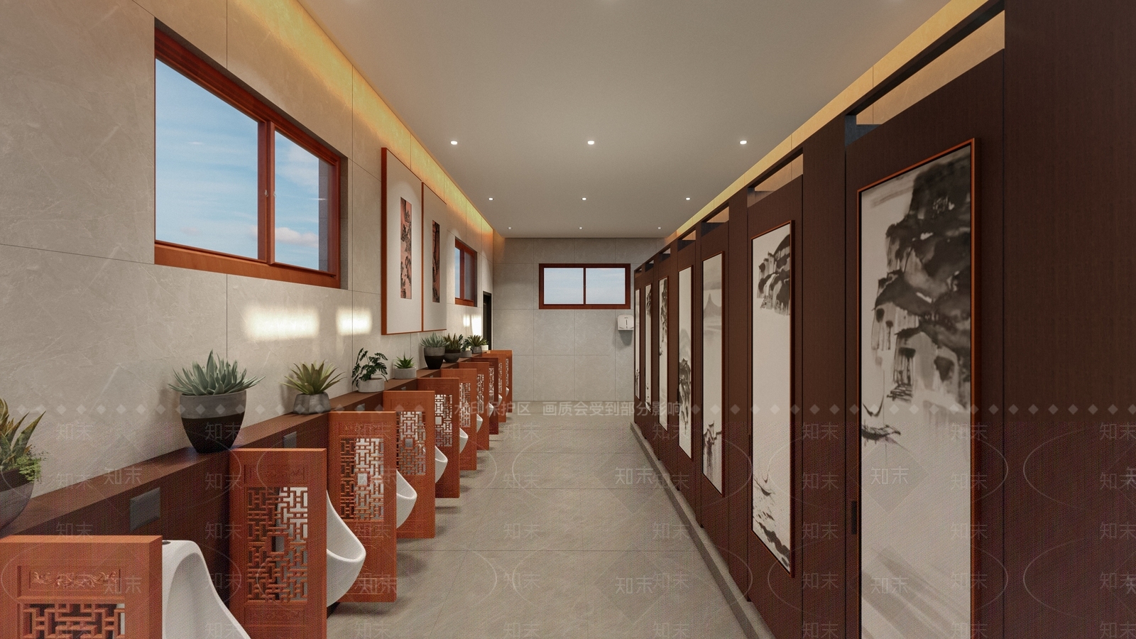 中式公共卫生间SU模型下载【ID:1118935733】
