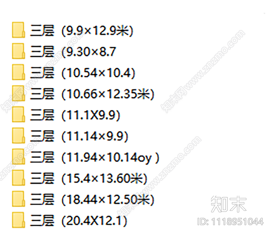 混搭十套三层别墅建筑结构施工图cad施工图下载【ID:1118951044】