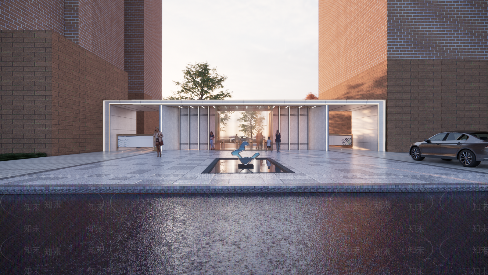 现代风格小区大门设计SU模型下载【ID:1118954076】