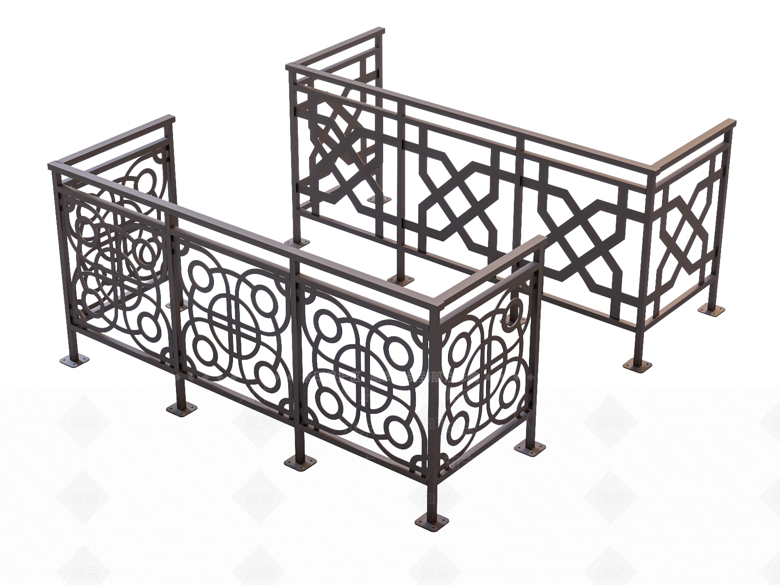 现代铁艺雕花护栏SU模型下载【ID:1118957227】