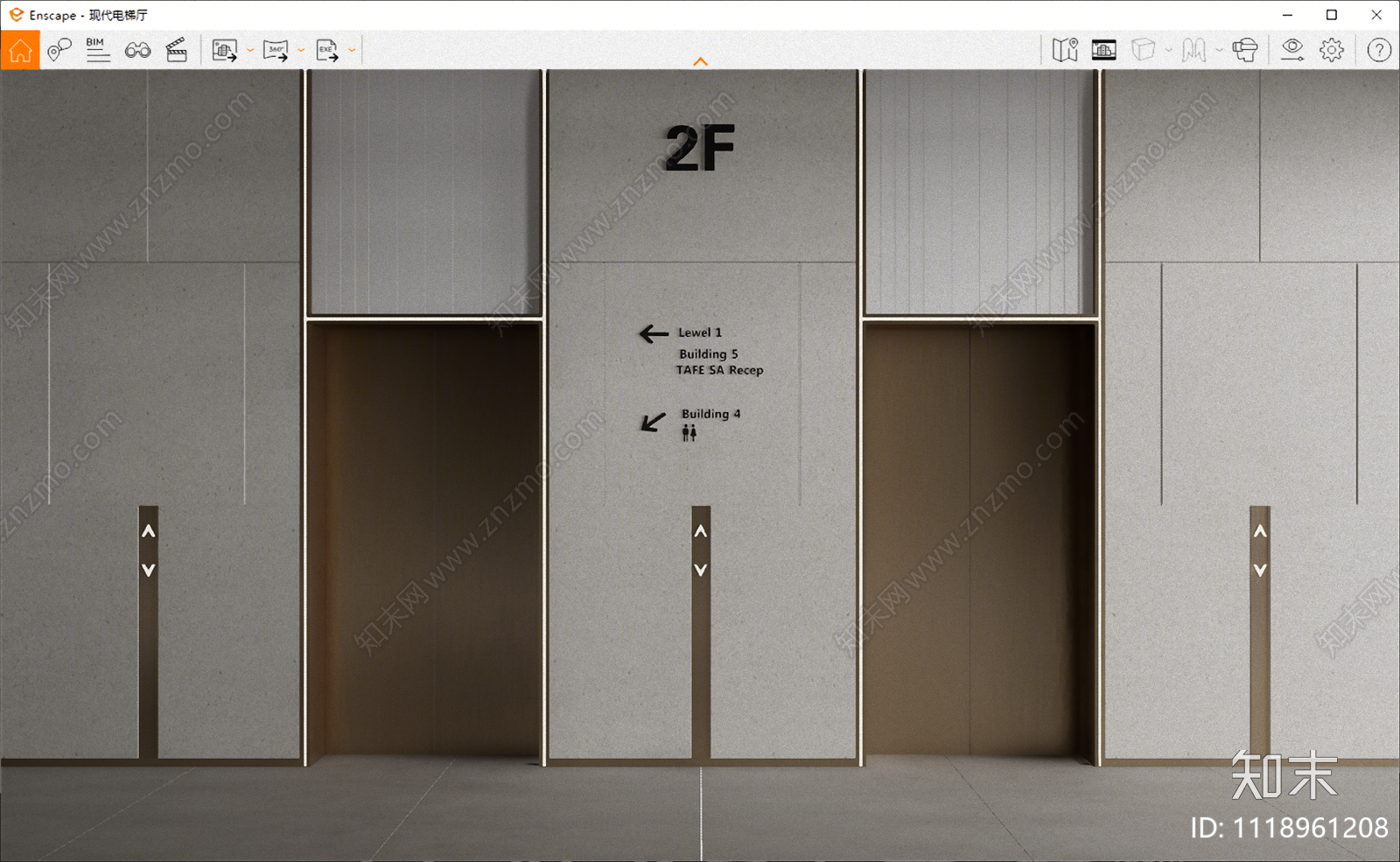 现代电梯厅SU模型下载【ID:1118961208】