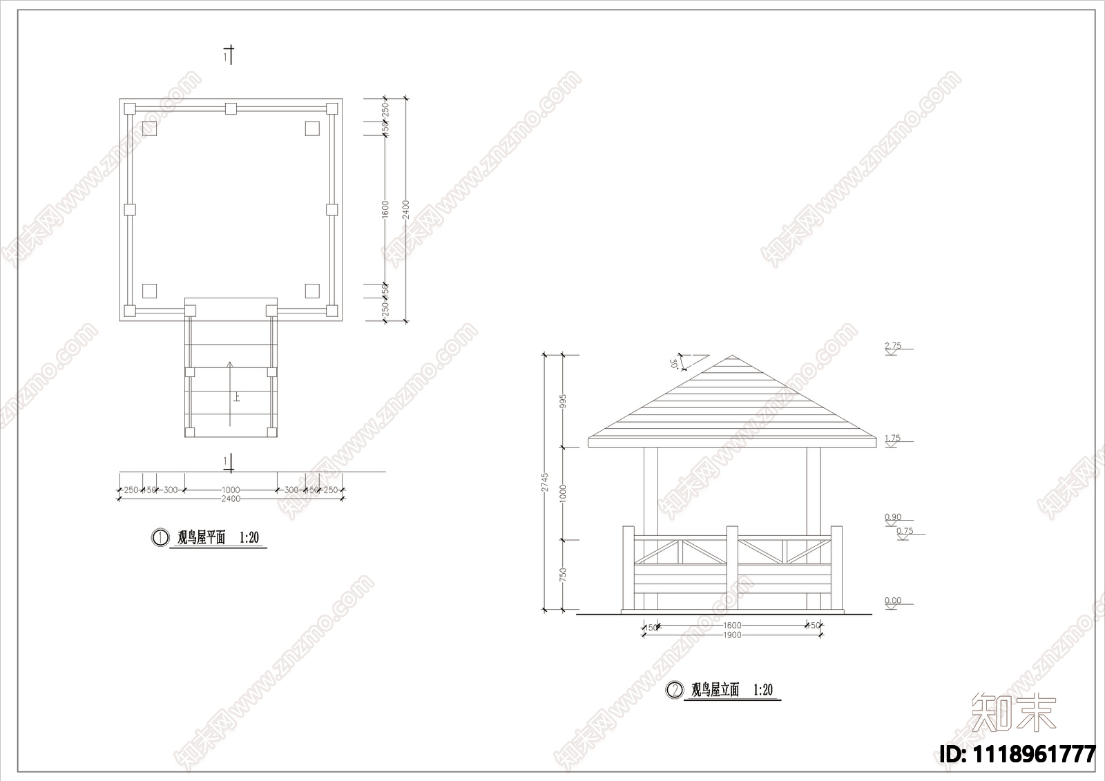 观鸟亭子节点详图设计施工图施工图下载【ID:1118961777】