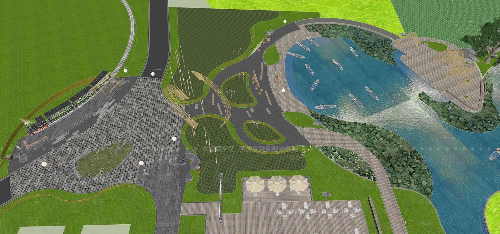 现代公园景观SU模型下载【ID:1119035189】