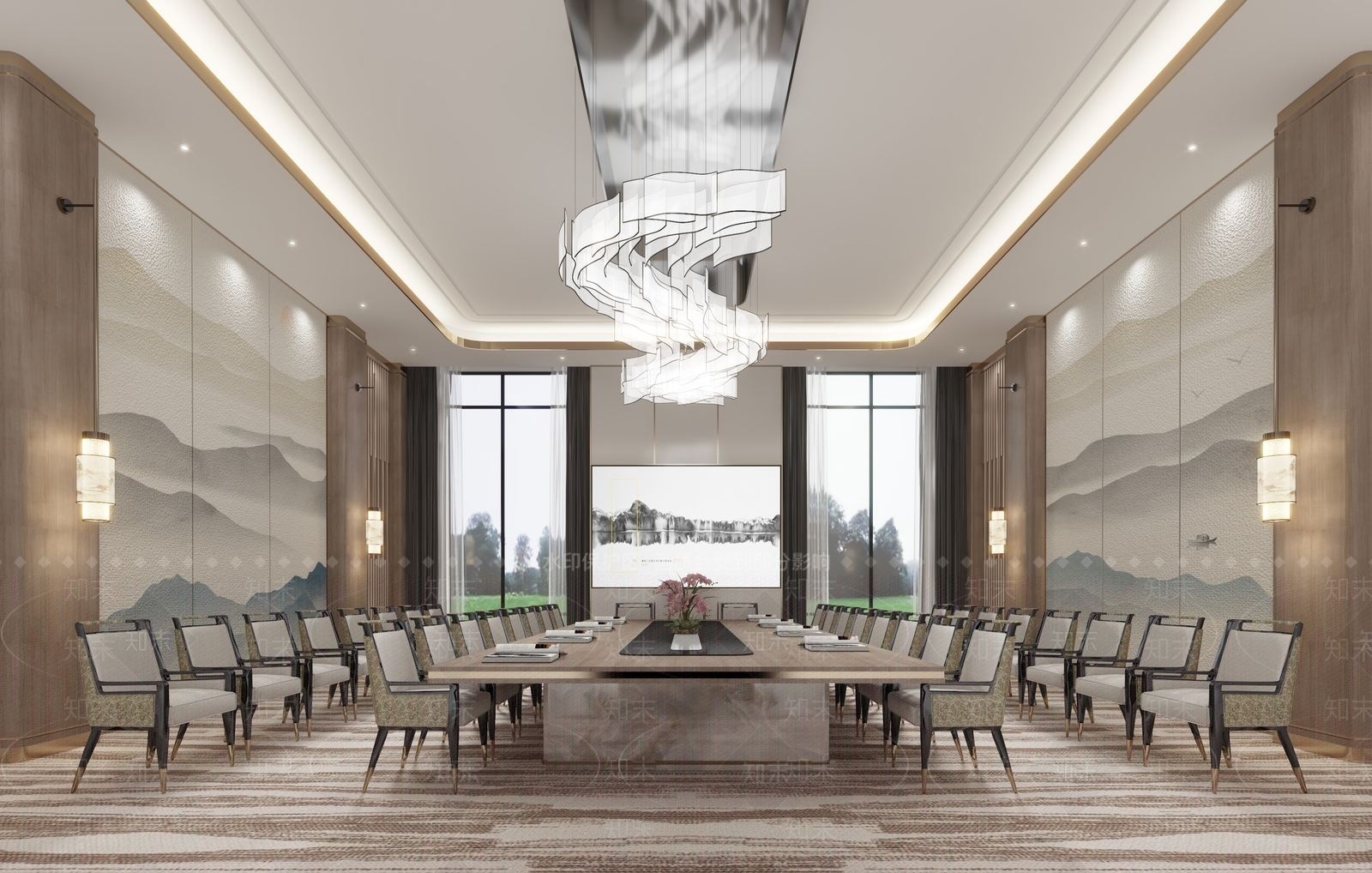 新中式酒店会议室3D模型下载【ID:1118966216】