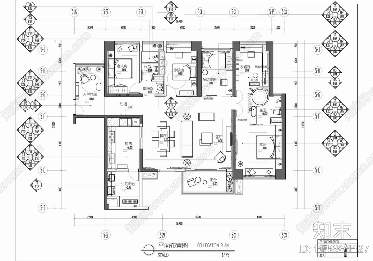 180㎡大平层CAD施工图cad施工图下载【ID:1118971127】