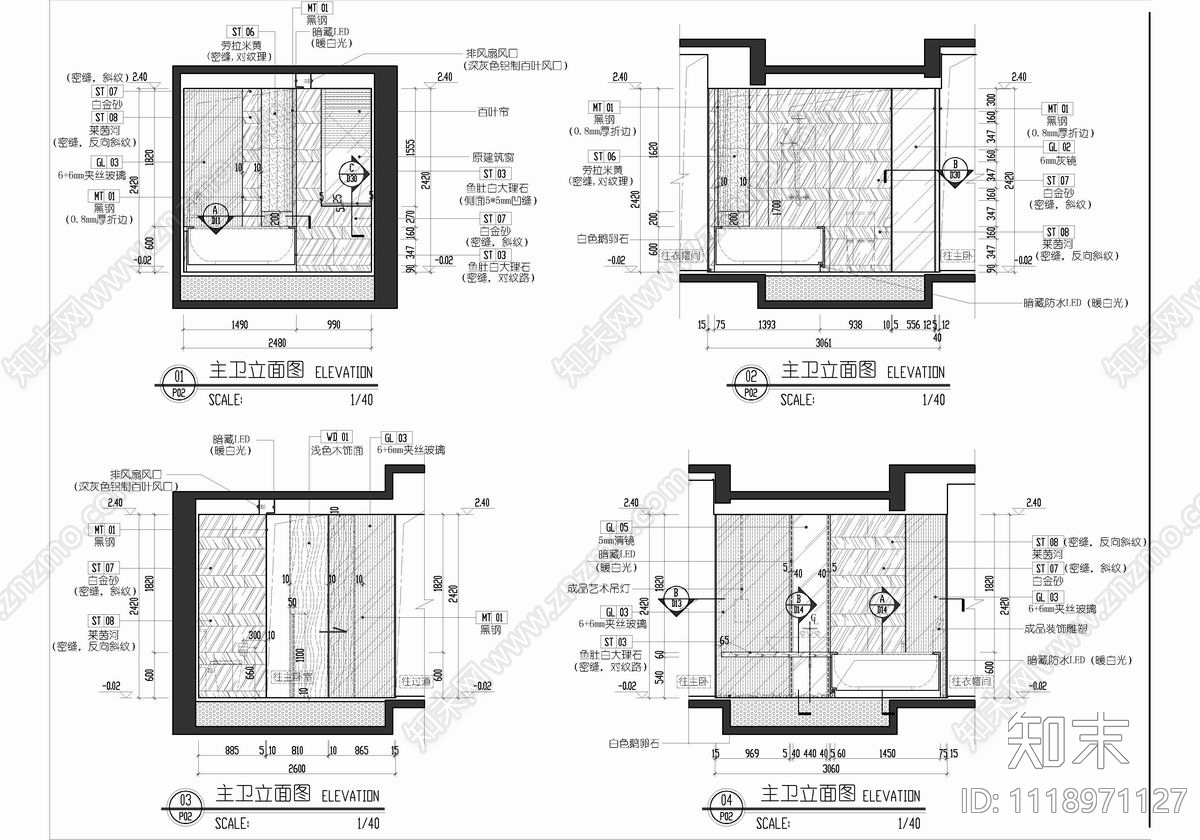 180㎡大平层CAD施工图cad施工图下载【ID:1118971127】