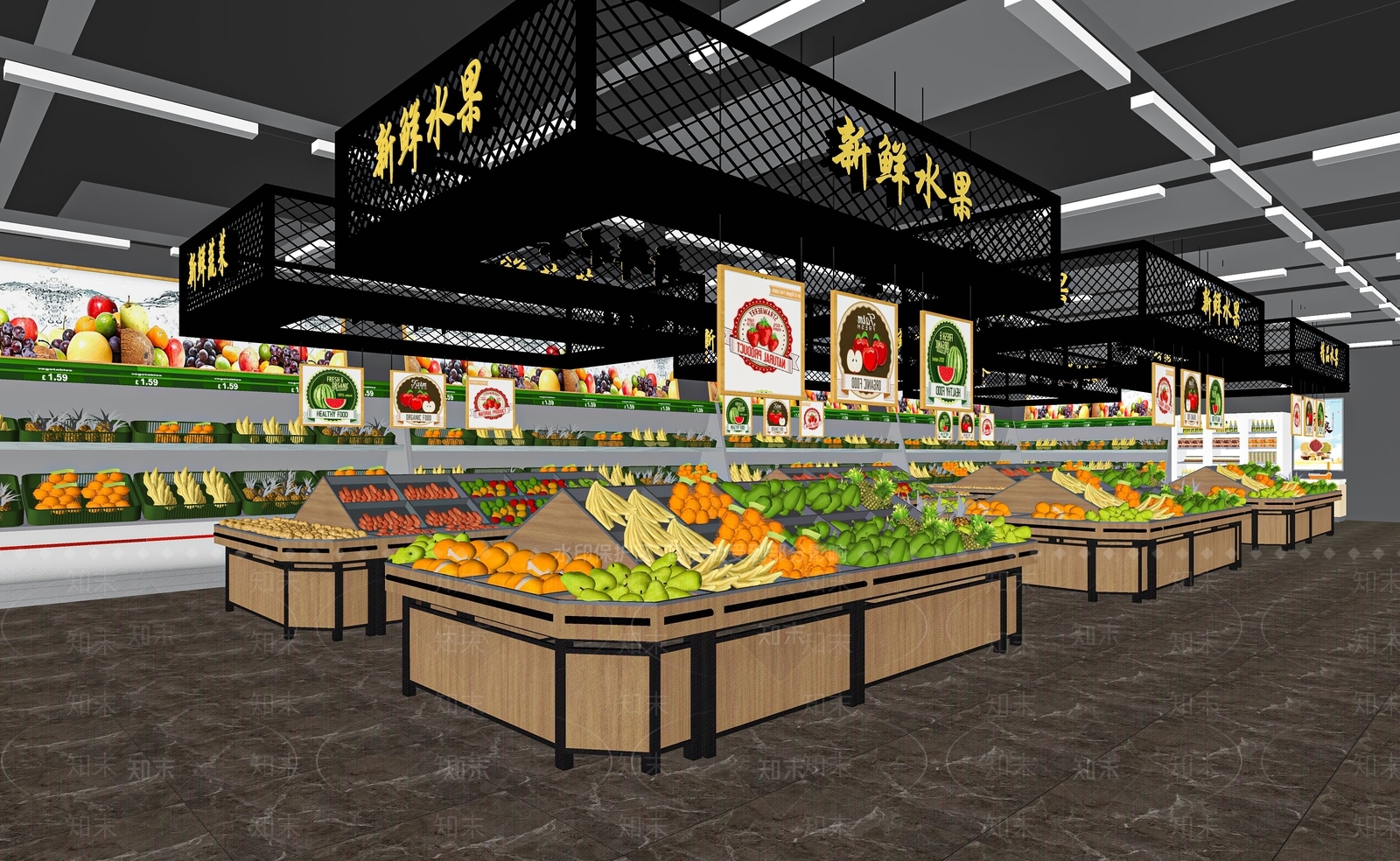 现代超市SU模型下载【ID:1118977029】