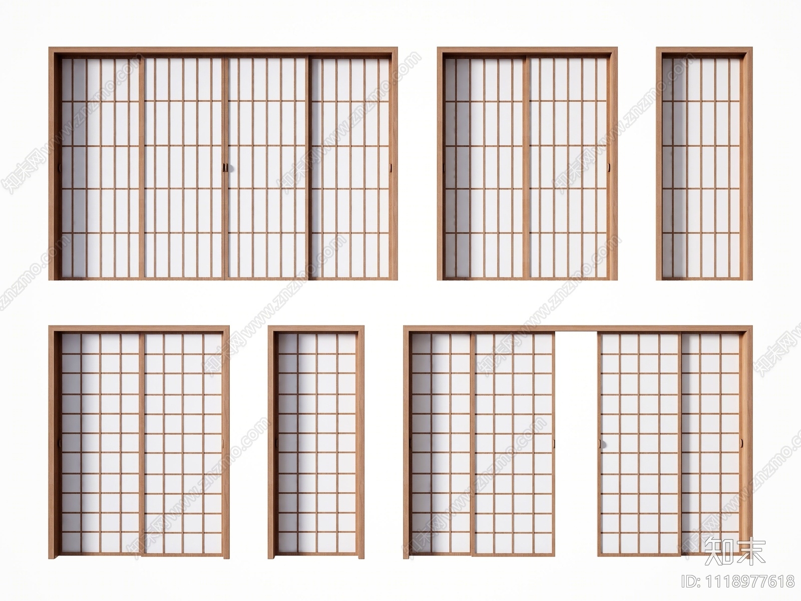 日式推拉门SU模型下载【ID:1118977618】
