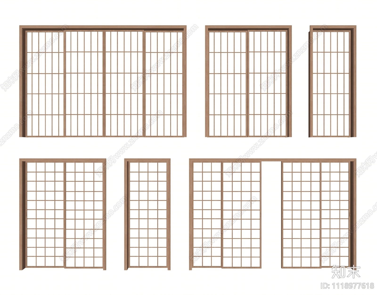 日式推拉门SU模型下载【ID:1118977618】