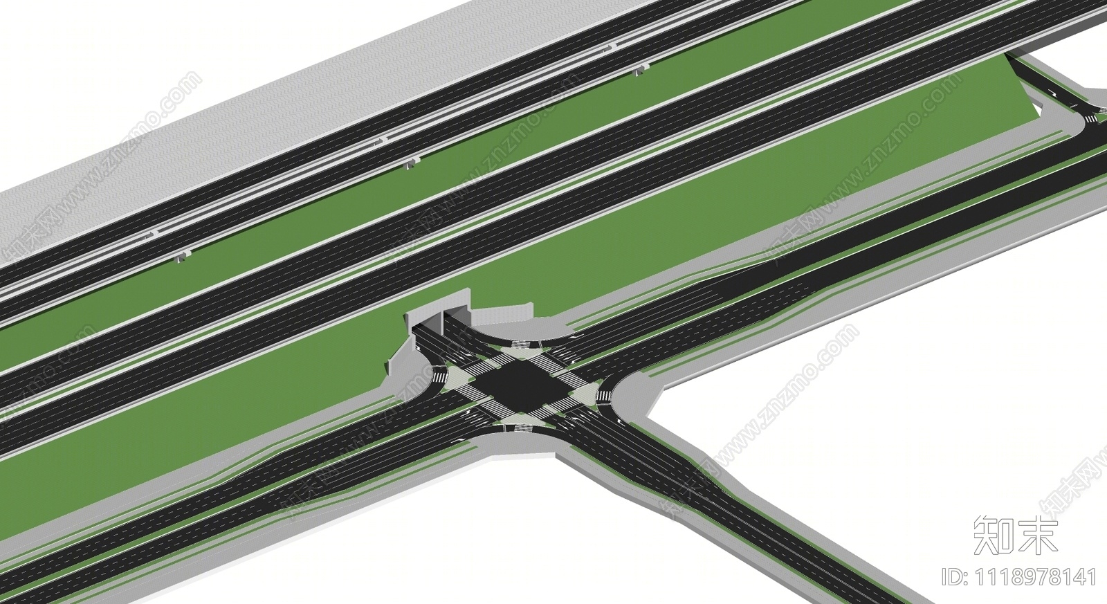 现代城市道路SU模型下载【ID:1118978141】