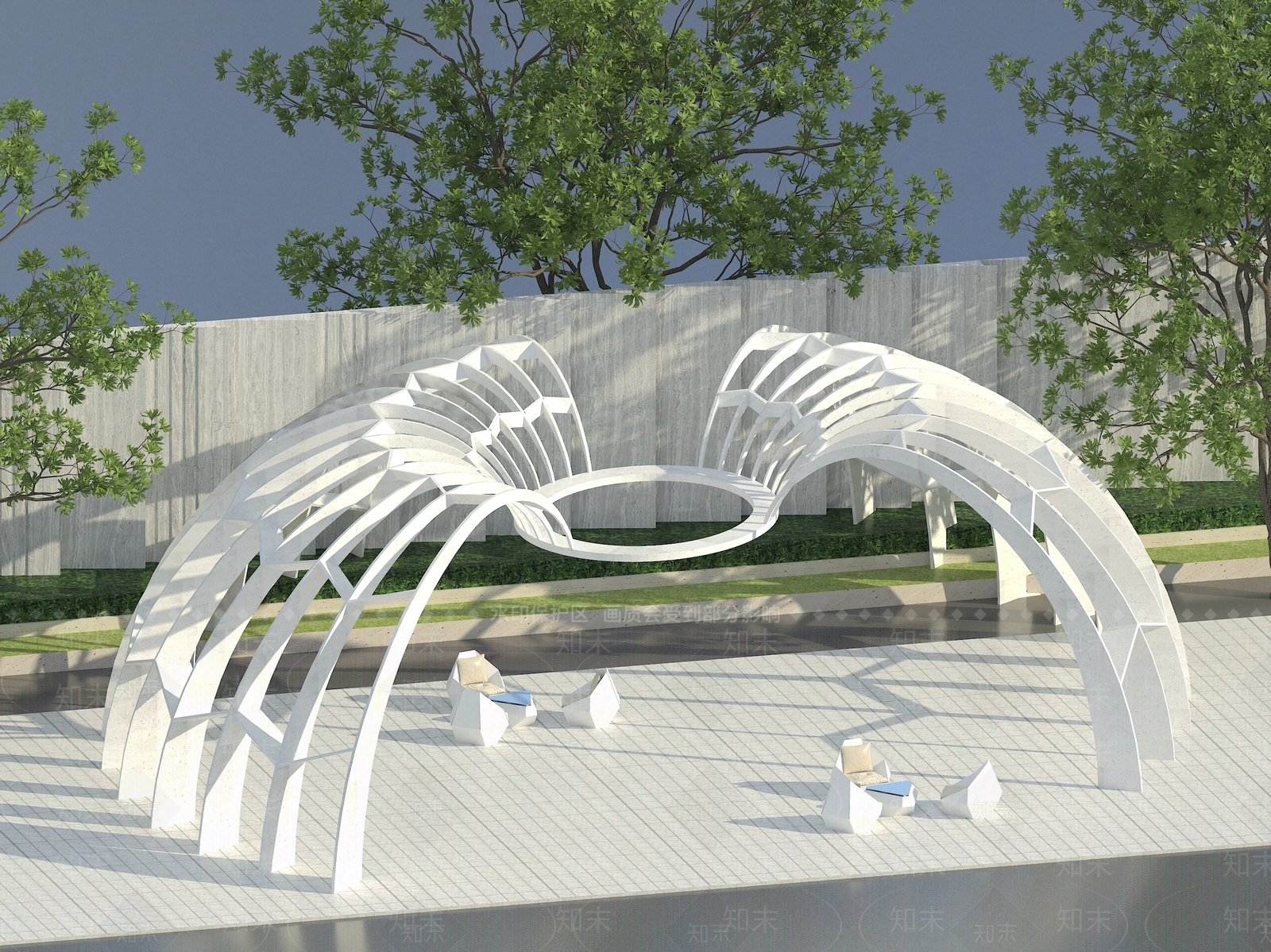 现代廊架3D模型下载【ID:1118978169】