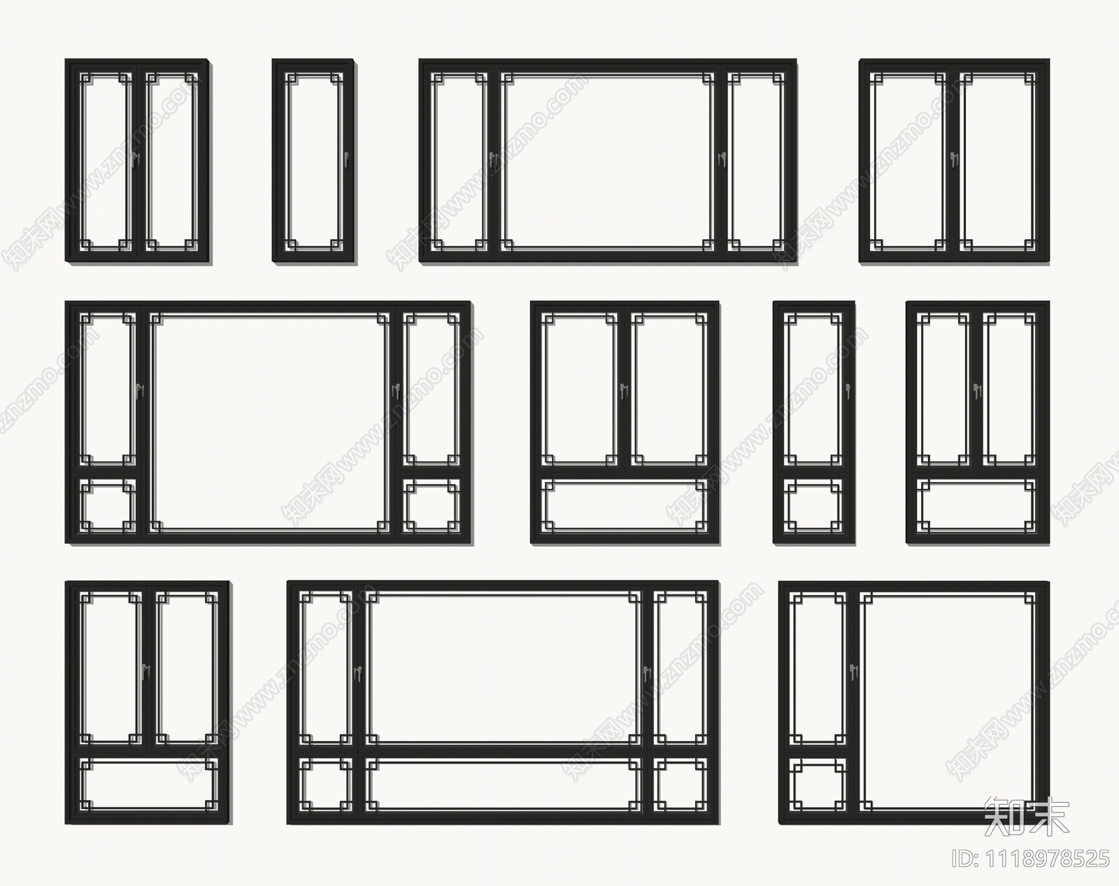 新中式窗户SU模型下载【ID:1118978525】