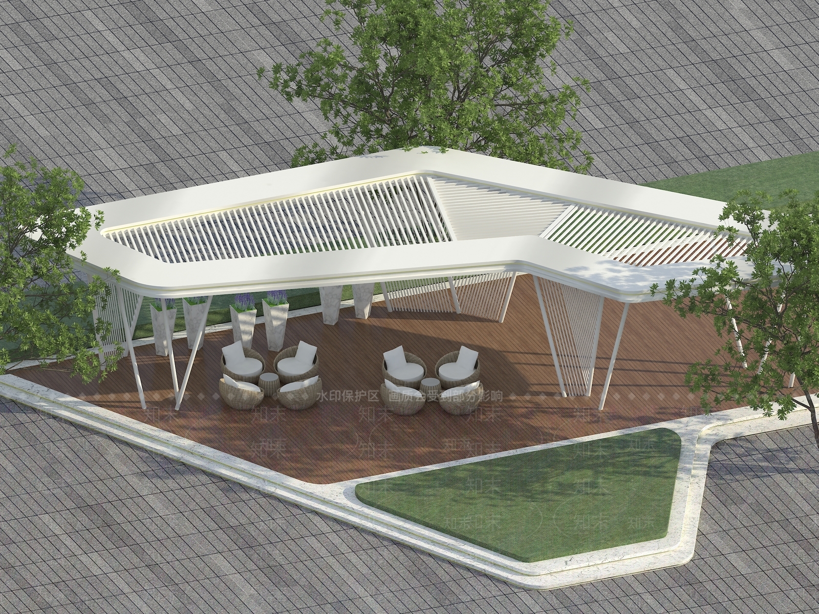 现代廊架3D模型下载【ID:1118979139】