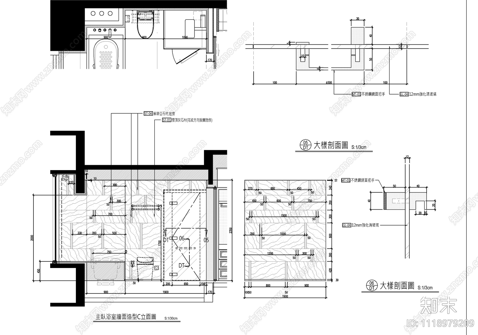 220㎡大平层CAD施工图cad施工图下载【ID:1118979209】