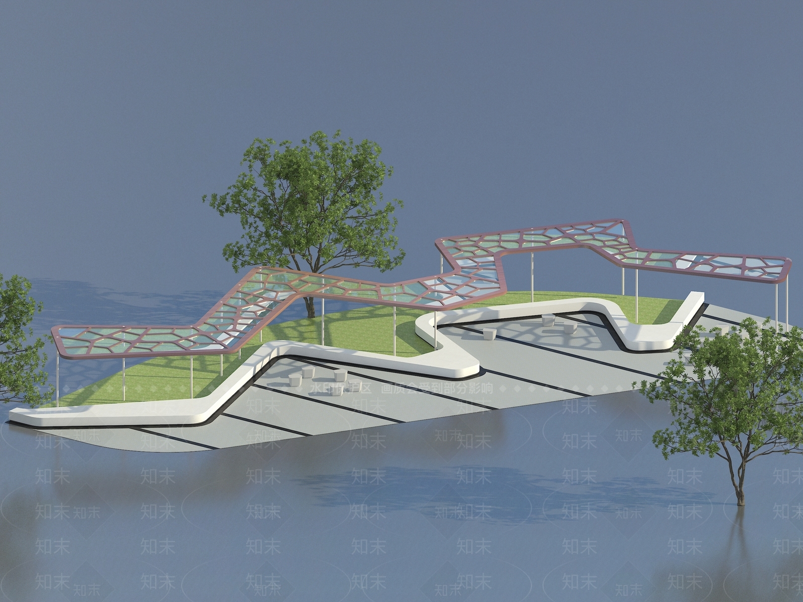 现代廊架3D模型下载【ID:1118982428】