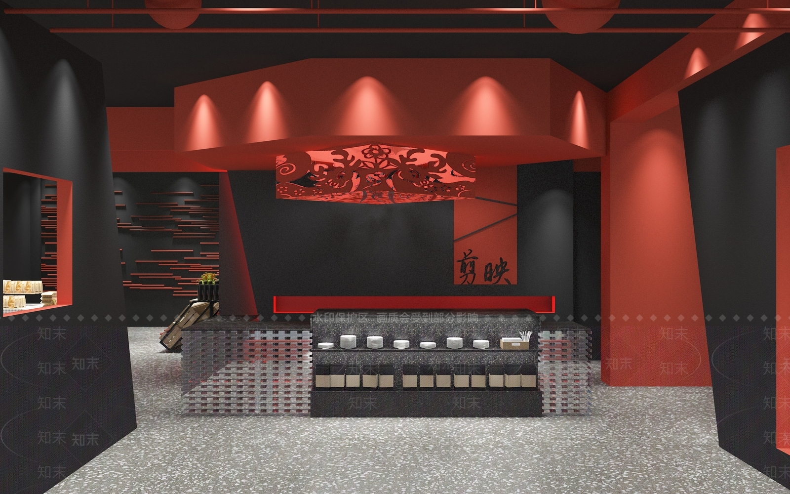 现代剪纸主题餐厅3D模型下载【ID:1118983444】