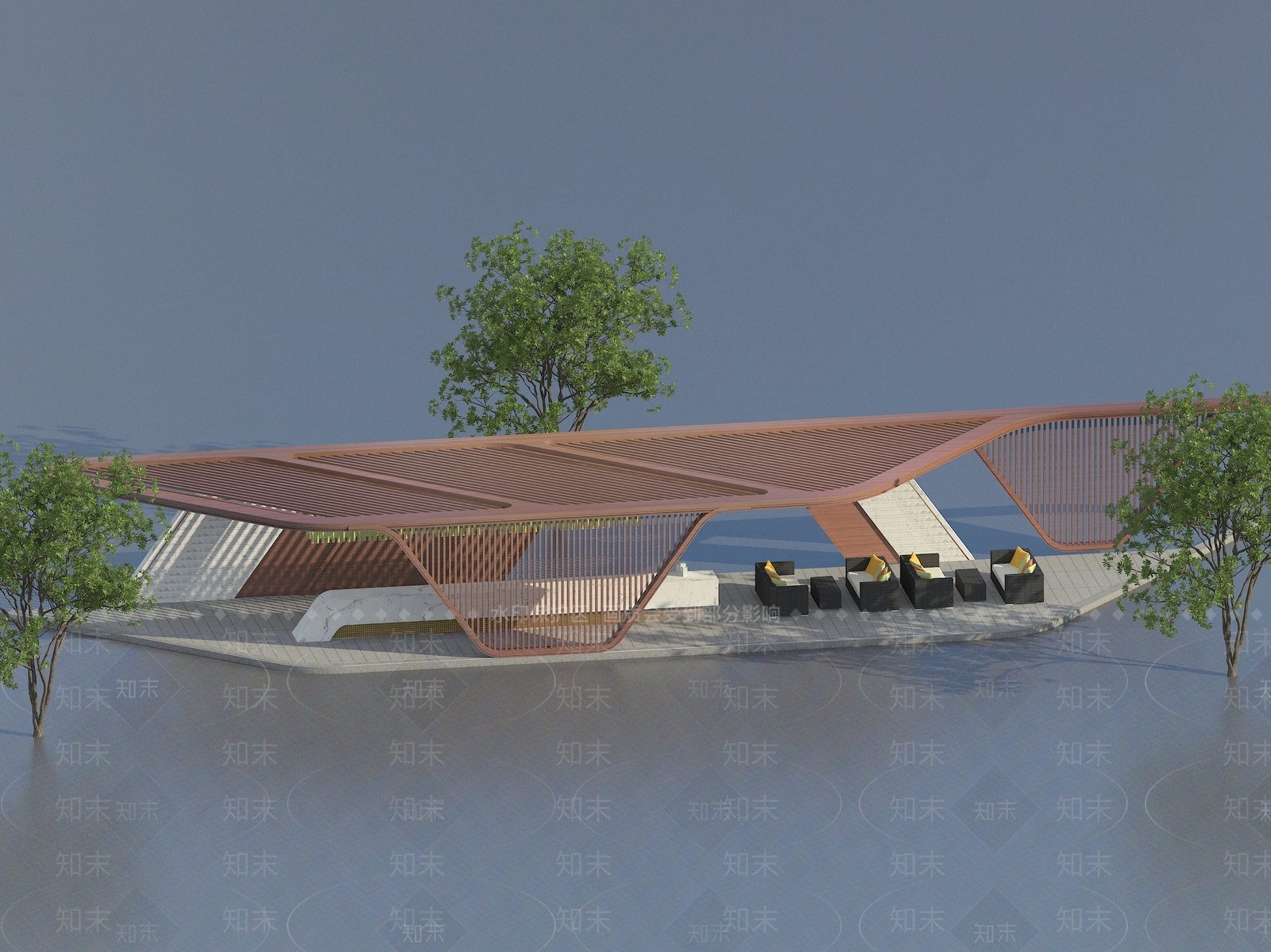 现代廊架3D模型下载【ID:1118984509】