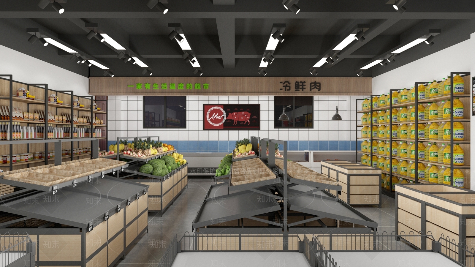 现代超市SU模型下载【ID:1118998313】