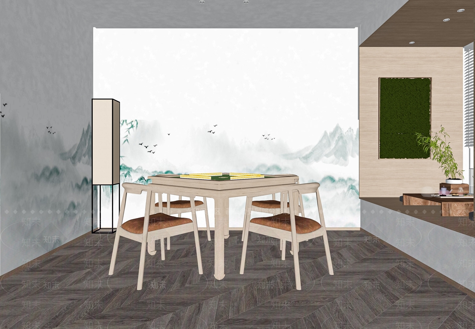 新中式棋牌室SU模型下载【ID:1119008752】