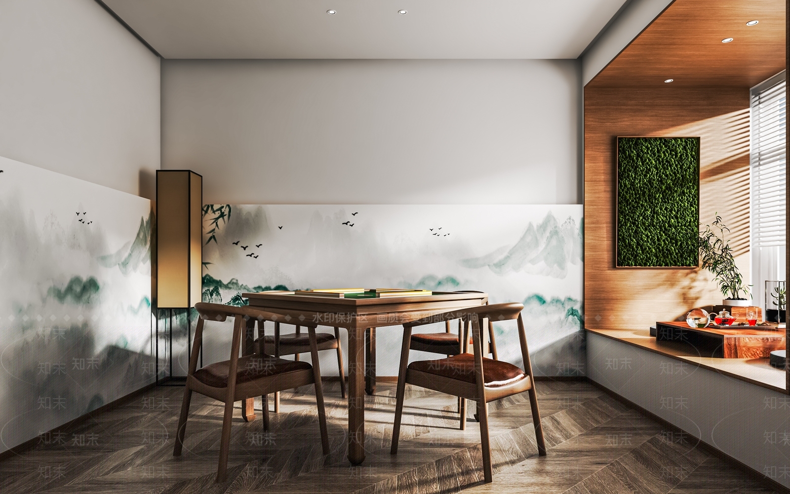 新中式棋牌室SU模型下载【ID:1119008752】