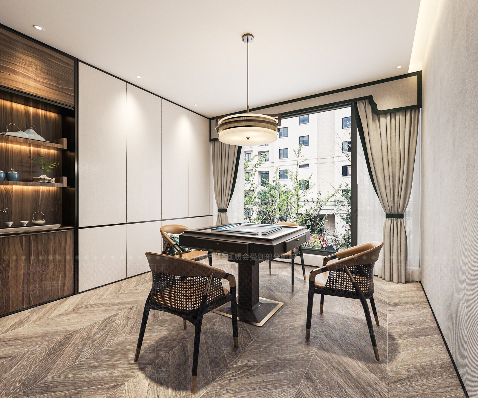 新中式棋牌室SU模型下载【ID:1119008979】