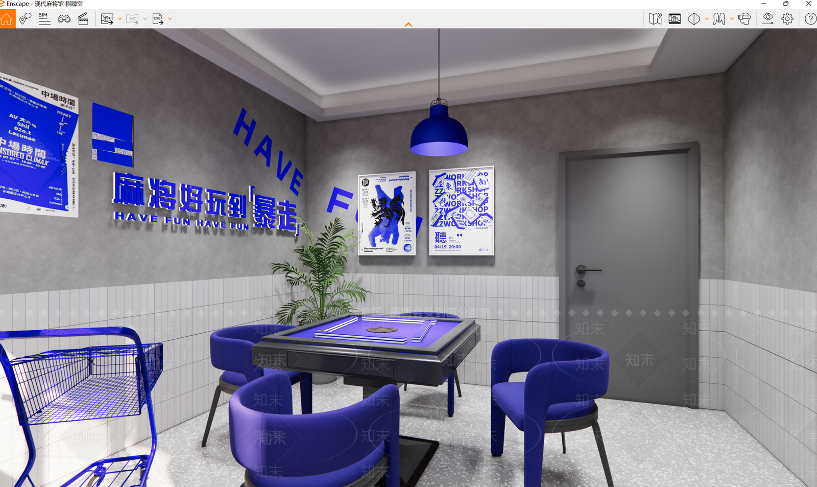 现代麻将馆SU模型下载【ID:1119012633】