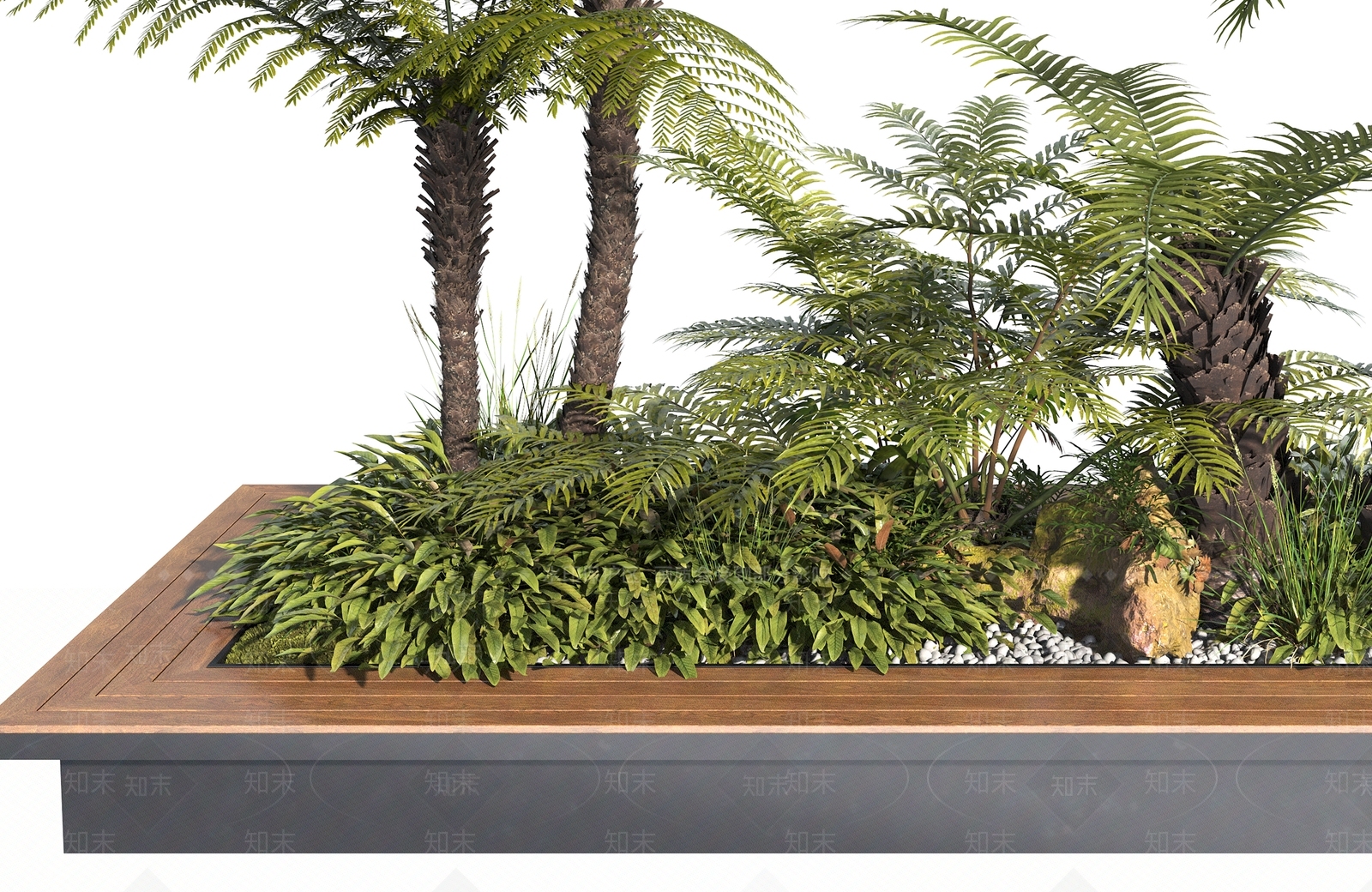 现代景观树池植物组合3D模型下载【ID:1119038826】