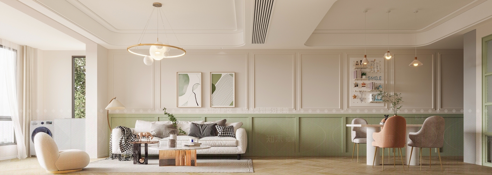 北欧小清新客餐厅3D模型下载【ID:1119021935】