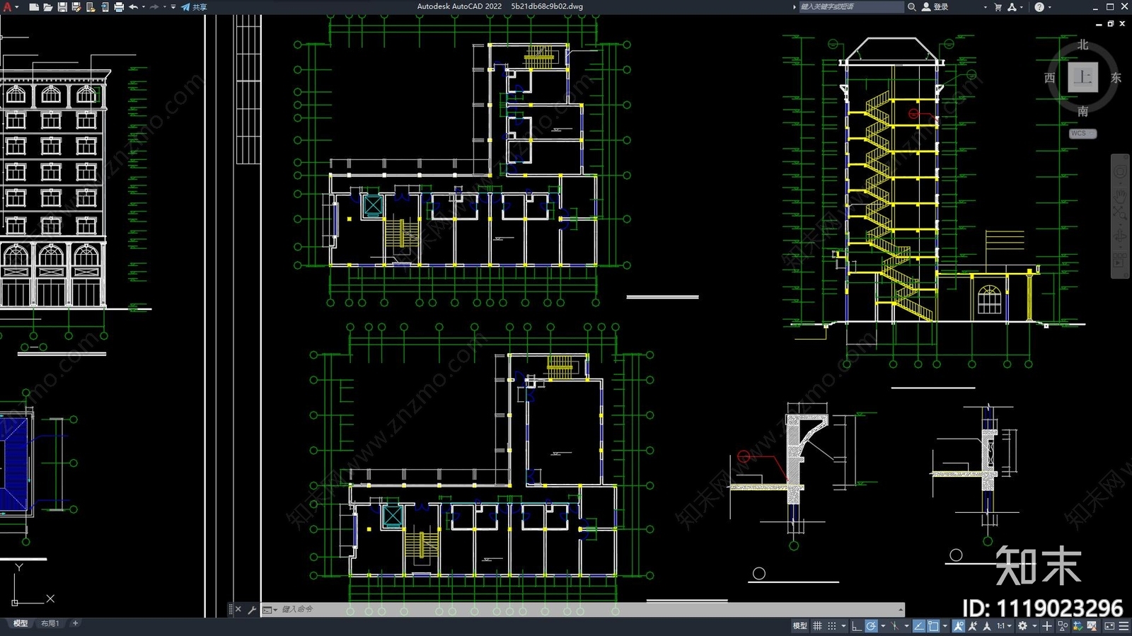 现代简约宾馆建筑规划平面图施工图下载【ID:1119023296】