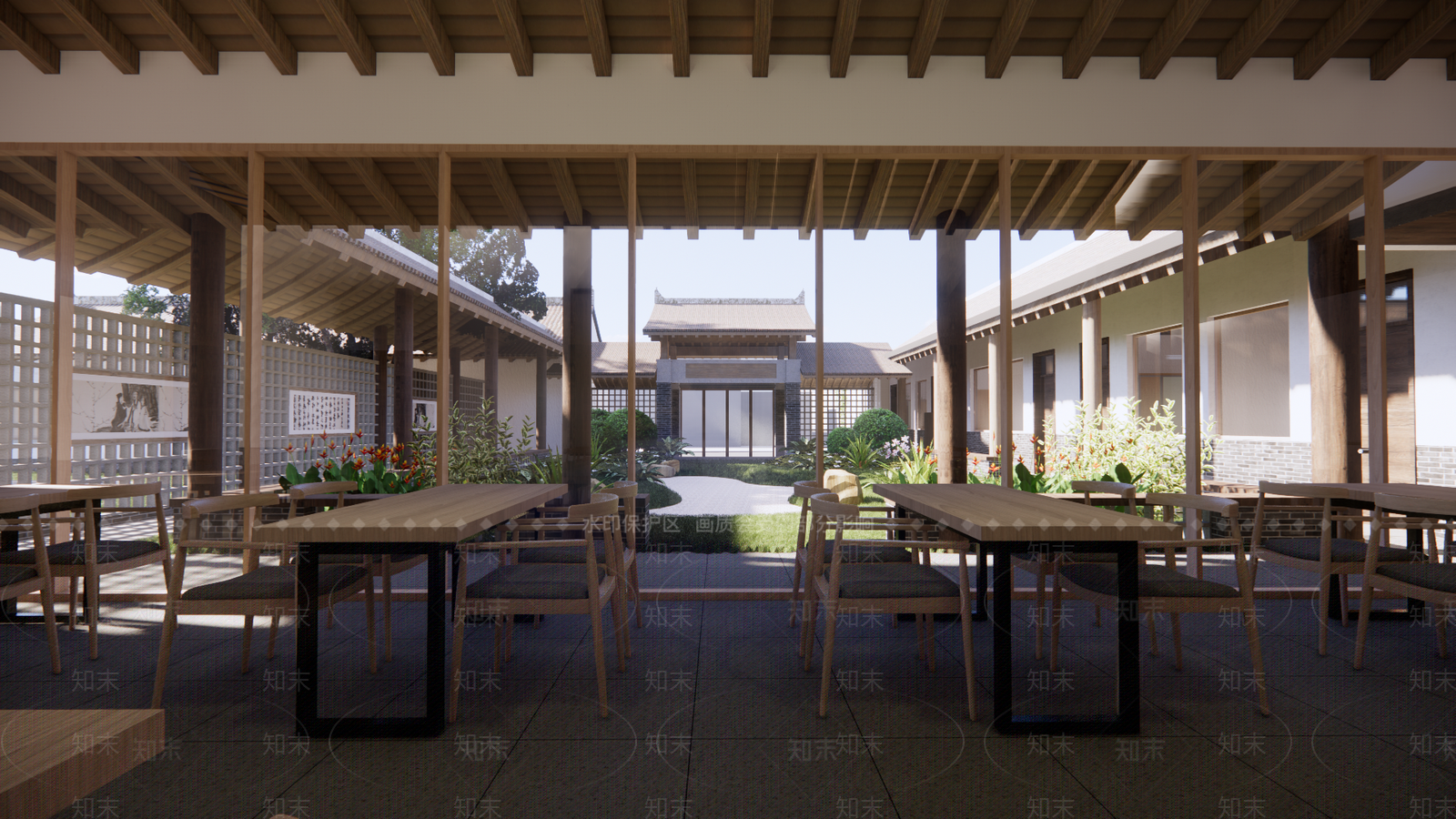 新中式医疗建筑SU模型下载【ID:1119297937】