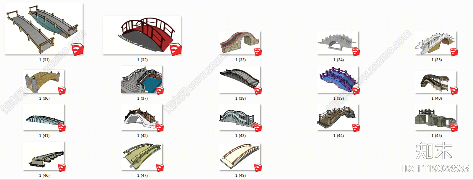 中式石桥SU模型下载【ID:1119028835】