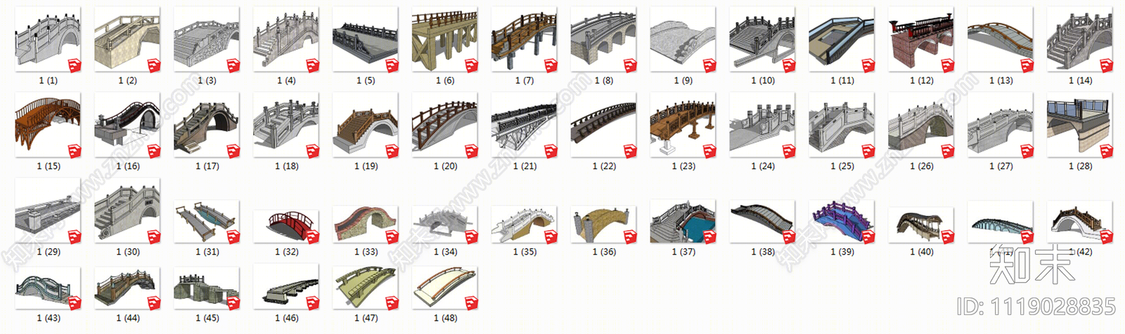 中式石桥SU模型下载【ID:1119028835】