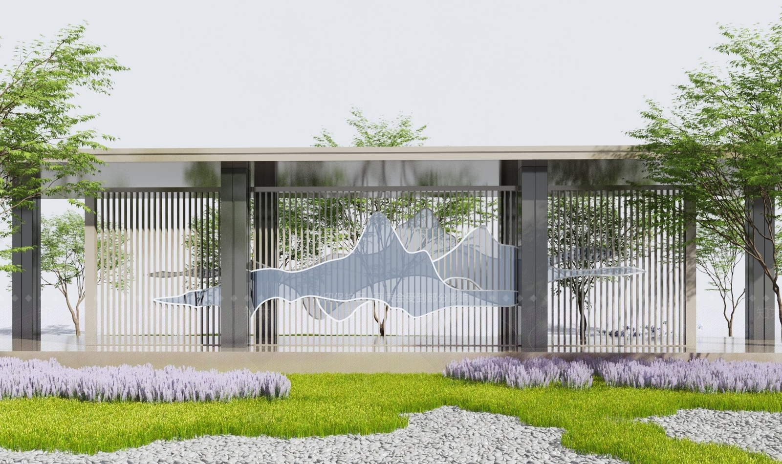 新中式廊架3D模型下载【ID:1119039546】