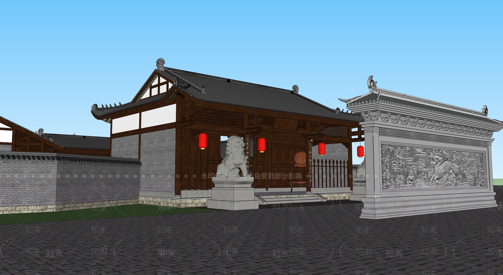 中式古建筑SU模型下载【ID:1119040293】